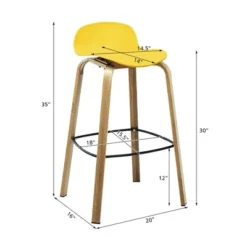 Costway Modern Set Of 4 Barstools 30inch Pub Chairs W/Low Back & Metal Legs Yellow -Costway GUEST 69cbc002 c4a5 49fb 9f7c 11357cf477fb