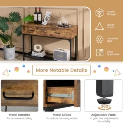 Costway Console Table Industrial Large Drawers Storage Shelf Narrow Entryway Hallway -Costway GUEST 69dbeec2 75da 4d95 88d7 b7622295e9a9