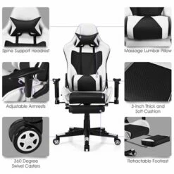 Costway Massage Gaming Chair Reclining Racing Office Computer Chair With Footrest White 19 Costway Massage Gaming Chair Reclining Racing Office Computer Chair With Footrest White -Costway GUEST 69f86465 b89d 42e7 9992 f691b0854d04