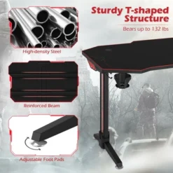 Costway 55'' Gaming Desk T-shaped Computer Desk W/ Full Mouse Pad & LED Lights -Costway GUEST 6a3bb71e 780a 4fce bb63 445fa302213a