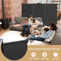 Costway 3-Panel Room Divider Folding Privacy Partition Screen For Office Room WhiteBlackBrown -Costway GUEST 6a3f8068 5f8a 4c83 8b85 5f34cbff75c7