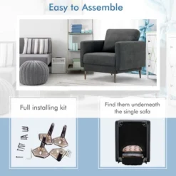 Costway Modern Upholstered Accent Chair Single Sofa Armchair Living Room Funiture WhiteGrey 18 Costway Modern Upholstered Accent Chair Single Sofa Armchair Living Room Funiture WhiteGrey -Costway GUEST 6a920c0c 2d99 4cf9 a40f 56d64cadc629