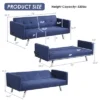 Costway Convertible Futon Sofa Bed Folding Recliner W/USB Ports&Power Strip GreyBlue -Costway GUEST 6ac10490 a3ca 44b8 92ab 052c0c7f807a
