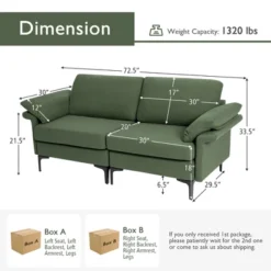 Costway Modern Loveseat Fabric 2-Seat Sofa Couch For Small Space W/Metal Legs Army -Costway GUEST 6b03c1ad 0bbd 4753 b67f 8bdb6bb233d8