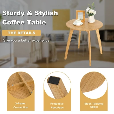 Costway Natural Round End Table Modern Stylish Side Table W/ 20'' Round Tabletop 9 Costway Natural Round End Table Modern Stylish Side Table W/ 20'' Round Tabletop - Image 7