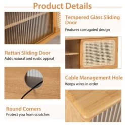 Costway Modern TV Stand Entertainment Center Media Console W/Rattan Glass Sliding Doors 19 Costway Modern TV Stand Entertainment Center Media Console W/Rattan Glass Sliding Doors -Costway GUEST 6b19ac88 5bb2 4163 ac20 0311268a3ae8