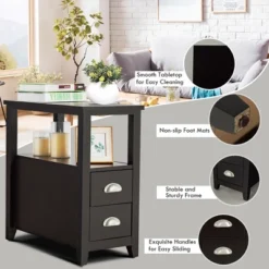 Costway Set Of 2 End Bedside Table Rectangular Nightstand W/ 2 Drawers & Shelf Espresso 17 Costway Set Of 2 End Bedside Table Rectangular Nightstand W/ 2 Drawers & Shelf Espresso -Costway GUEST 6b44ab99 aa96 4a89 9577 e573ceb481df