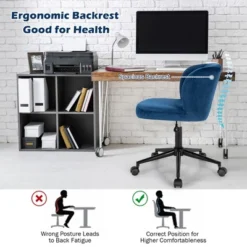 Costway Velvet Home Office Leisure Vanity Chair Armless Adjustable Swivel PinkBlue -Costway GUEST 6b4d8a9c 1d76 4625 9412 2995583a6c3f