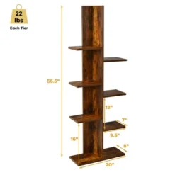 Costway 8-shelf Bookcase Freestanding Tree Shelf Display Storage Stand BlackWhite -Costway GUEST 6b671cd0 8a6f 4833 b138 0b3c743b6f75