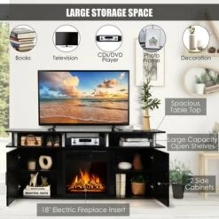 Costway 63'' Fireplace TV Stand W/18'' 1500W Electric Fireplace Up To 70'' Black -Costway GUEST 6b8407a2 0a7d 4eca 871c 460c8336c810