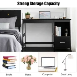 Costway 47.5'' Computer Desk Trestle Desk Writing Study Workstation W/ 2 Drawers -Costway GUEST 6bac7dab 04d2 4a26 82f9 6f9817b1c404