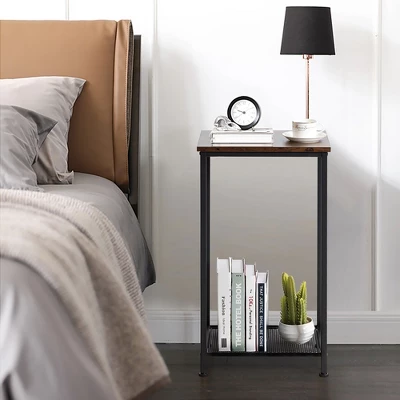 Costway Set Of 2 2-Tier Industrial Side End Accent Telephone Table W/ Mesh Shelf 5 Costway Set Of 2 2-Tier Industrial Side End Accent Telephone Table W/ Mesh Shelf - Image 3