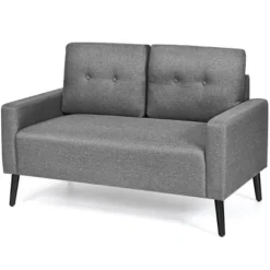 Costway Modern Loveseat Sofa 55'' Upholstered Chair Couch With Soft Cloth Cushion Grey -Costway GUEST 6bd306b7 523c 4dde a101 049f7e5ff677