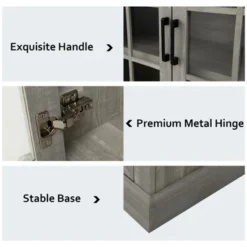 Costway 55'' Buffet Server Table Storage Cabinet Sideboard Glass Doors Adjustable Shelves -Costway GUEST 6bea9ef0 3d10 4d21 80e1 18d7ffbf568e