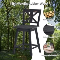 Costway Set Of 2 Bar Stools Swivel Counter Height Chair W/ Solid Wood Legs WhiteBlack -Costway GUEST 6bfe3971 308f 4876 920b edd4b69f9c2d