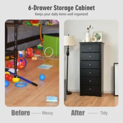 Costway 6 Drawer Chest Dresser Clothes Storage Bedroom Tall Furniture Cabinet -Costway GUEST 6bff10ed b22b 44fc bd7b 24ba3ce3fea2
