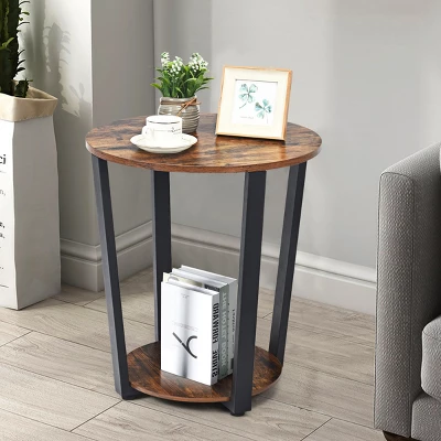Costway Industrial End Table Metal Frame W/ Storage Shelf 4 Costway Industrial End Table Metal Frame W/ Storage Shelf - Image 2
