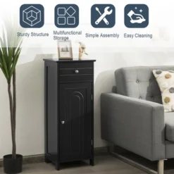 Costway Bathroom Floor Cabinet Storage Organizer Free-Standing W/ Drawer GreyBlackBrown -Costway GUEST 6c2ee27b f1dc 4242 a7f2 9c7e152368a4
