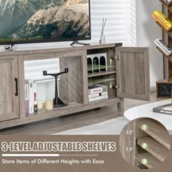 Costway 62'' Farmhouse TV Stand Entertainment Center For TVs Up To 70 Inches Natural -Costway GUEST 6c435018 f13f 4739 a8d5 da24ce433994