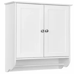 Costway Wall Mounted Bathroom Medicine Cabinet Storage Cupboard With Towel Bar Brown/Grey -Costway GUEST 6c44c949 19d1 44f6 951a c523271b74c1