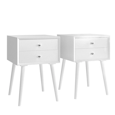 Costway 2PCS Wooden Nightstand Mid-Century End Side Table W/2 Storage Drawers 14 Costway 2PCS Wooden Nightstand Mid-Century End Side Table W/2 Storage Drawers - Image 12