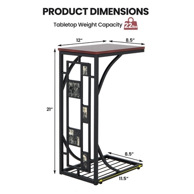 Costway 1PC2 PCS C-Shaped Side Sofa Narrow Snack Table For Living Room Bedroom Small Space 5 Costway 1PC2 PCS C-Shaped Side Sofa Narrow Snack Table For Living Room Bedroom Small Space - Image 3