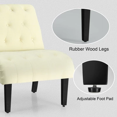 Costway Armless Accent Chair Upholstered Tufted Lounge Chair Wood Leg 9 Costway Armless Accent Chair Upholstered Tufted Lounge Chair Wood Leg - Image 7