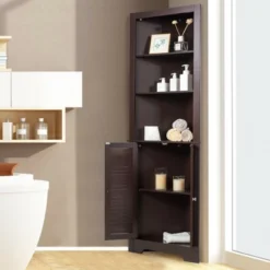 Costway Bathroom Corner Storage Cabinet Free Standing Tall Bathroom Cabinet W/3 Shelves -Costway GUEST 6cd203cd 0574 46af a512 a1c169709dc0