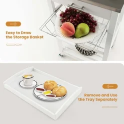 Costway Compact Kitchen Island Cart Rolling Service Trolley WithStainless Steel Top Basket -Costway GUEST 6d12b3d7 0480 4e1e bf51 084fc2612c3c