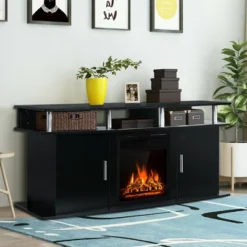 Costway 63'' Fireplace TV Stand W/18'' 1500W Electric Fireplace Up To 70'' Black -Costway GUEST 6d622a42 9790 4b5d 9cb5 6d8617de3d86