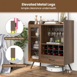 Costway Kitchen Storage Cabinet Sideboard With 3-Row Wineglass Holder Removable Rack Tempered Glass Door & Anti-Tipping Kits -Costway GUEST 6d8da4b7 c9ab 4560 9bd3 45e5ecaed082