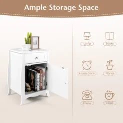 Costway Nightstand With Drawer Cabinet Curved Legs Sofa Side End Accent Table White 14 Costway Nightstand With Drawer Cabinet Curved Legs Sofa Side End Accent Table White -Costway GUEST 6d9701bf e658 4def 9723 e5a3c1befca8