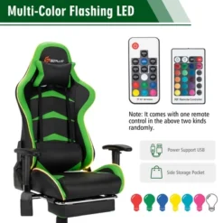 Costway Massage LED Gaming Chair Reclining Racing Chair W/Lumbar Support&Footrest RedBlue -Costway GUEST 6dc1bf3a 74d1 4cf0 913e 44efd3511f3b
