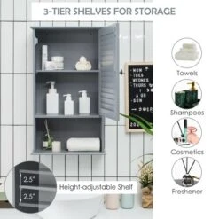 Costway Bathroom Wall Mount Storage Cabinet Single Door W/Height Adjustable Shelf Grey -Costway GUEST 6dd388c7 fa2d 4057 ab62 93be8c4638bd
