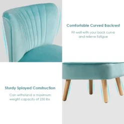 Costway Armless Accent Chair Modern Velvet Leisure Chair Single Upholstered -Costway GUEST 6e2b5525 e672 4da1 a7ba a2867c832dc5