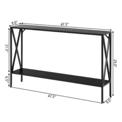 Costway 2 Tier Console Table Narrow Accent Side Entryway Table Metal Frame Black -Costway GUEST 6e4a75e4 4824 41a7 af6b 820496ec868a