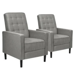 Costway Set Of 2 Push Back Recliner Chair Fabric Tufted Single Sofa W/ Footrest -Costway GUEST 6e4ff757 0cb4 4e89 845c 2b1524443ab3