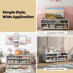 Costway TV Stand 4 Cubby TV Console Table With Adjustable Shelves Modern Home Media Entertainment Center -Costway GUEST 6e64df16 dc46 4e14 abf4 9bccb8c22704