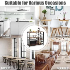 Costway Rolling Industrial Kitchen Baker's Rack Wood Black -Costway GUEST 6e834b4e 2341 42c5 b151 4157db2249cf