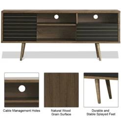 Costway Modern TV Stand/Console Cabinet 3 Shelves Storage Drawer Splayed Leg Wood/Black -Costway GUEST 6ead3d33 4d2d 4868 b05e 13aee310712b