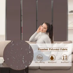 Costway 4-Panel Room Divider Folding Privacy Screen W/Steel Frame Decoration Brown 16 Costway 4-Panel Room Divider Folding Privacy Screen W/Steel Frame Decoration Brown -Costway GUEST 6f02d7c1 27c4 4c93 a93b f8d7bfaac468