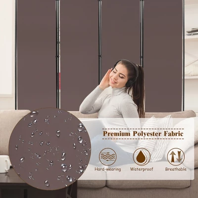 Costway 4-Panel Room Divider Folding Privacy Screen W/Steel Frame Decoration Brown 8 Costway 4-Panel Room Divider Folding Privacy Screen W/Steel Frame Decoration Brown - Image 6