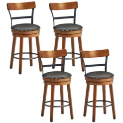 Costway Set Of 2/4 BarStool 25.5'' Swivel Counter Height Dining Chair With Rubber Wood Legs -Costway GUEST 6f45589a 8b0e 4975 bb8b f5627762fd8b