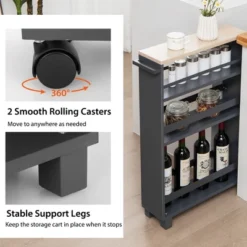 Costway 4-Tier Slim Kitchen Storage Cart Narrow Slide Out Trolley Adjustable Shelf WhiteGrey -Costway GUEST 6f57fdb4 98ec 40db 88db 4f15770b4bfa