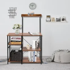 Costway 4-Tier Vintage Kitchen Baker's Rack Utility Microwave Stand W/ Basket & 5 Hooks 18 Costway 4-Tier Vintage Kitchen Baker's Rack Utility Microwave Stand W/ Basket & 5 Hooks -Costway GUEST 6f91a8b4 7336 4d48 92d8 a31479990f53