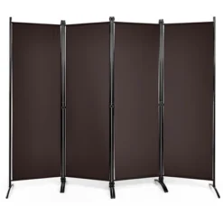 Costway 4-Panel 5.6ft Room Divider Folding Fabric Privacy Screen W/Steel Frame WhiteBlackBrown -Costway GUEST 6f99c359 23e4 4dd8 a27b 85453a83ff60
