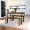 3pcs Dining Set Modern Studio Collection Table With 2 Benches Wood Legs Coffee -Costway GUEST 6fe19b78 60b3 44b4 b4a0 98268efc78ec