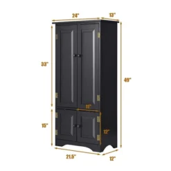 Costway Accent Storage Cabinet Adjustable Shelves Antique 2 Door Floor Cabinet Black -Costway GUEST 703d35ce 527c 484d 879e 97ec43ee642d