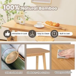 Costway Bamboo Bar Table 48'' High Top Console Dining Pub Table For Narrow Space Natural -Costway GUEST 70490265 040e 45dd 85e5 81edee366c1f