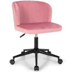 Costway Velvet Home Office Leisure Vanity Chair Armless Adjustable Swivel PinkBlue -Costway GUEST 7052f1cc cefe 4717 a740 2624a417d7c0